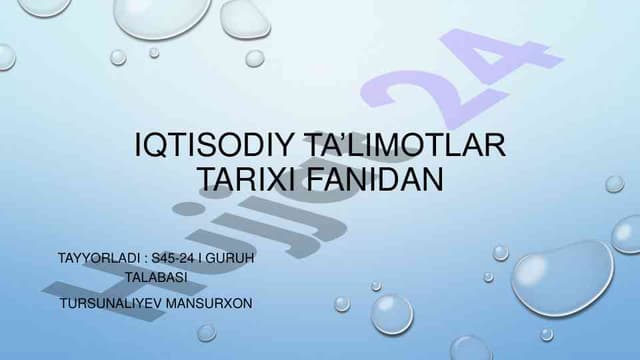 Buyuk iqtisodchi olimlarning ta'limot va tadqiqotlari