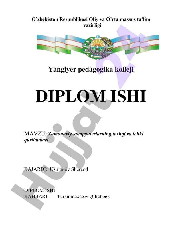 Zamonaviy Kompyuterlarning Tashqi Va Ichki Qurilmalari