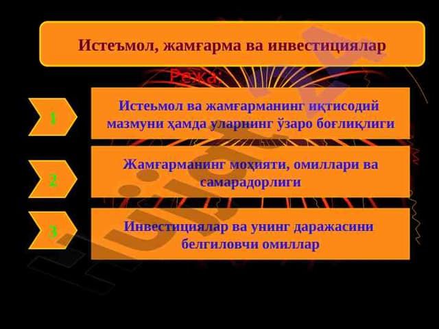 Истеъмол, жамғарма ва инвестициялар