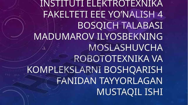 Zamonaviy kran elektr yuritmalarini boshqarish