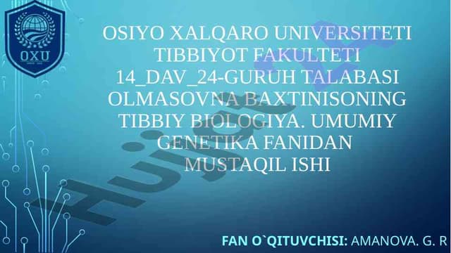 Antropogenetika usullari: biokimyoviy va sitogenetik ushular