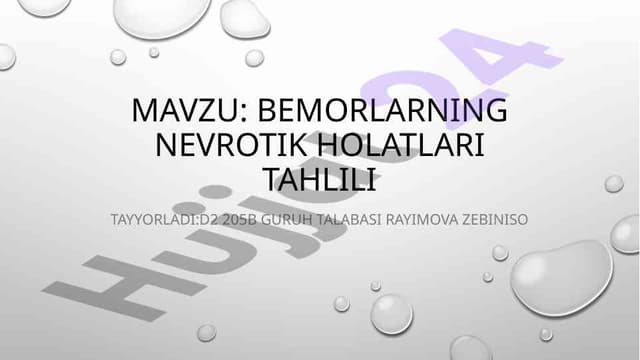 Nevrotik holatlar va ruhiy sogʻligʻning tekshirilishi