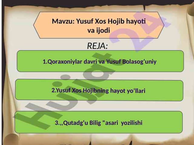 Yusuf Xos Hojib hayoti va ijodi