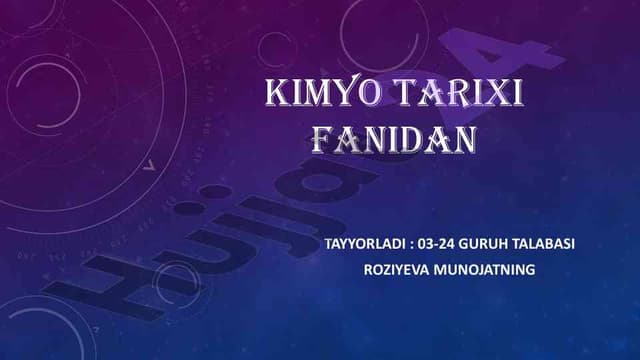 Sharq olimlarining kimo tarixidagi muhim o'rni