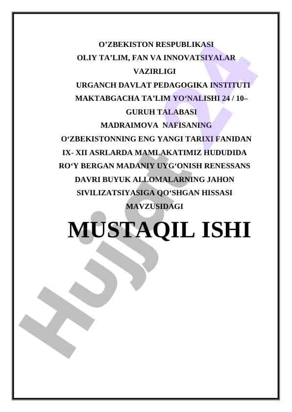 XI-XII asrlarda O‘zbekistonda boy madaniy uyg‘onish davri