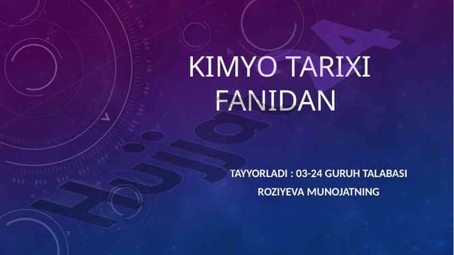 Sharq olimlari kimyo tarixidagi muhim oʻrni
