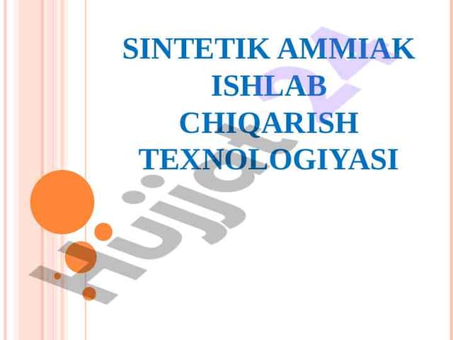 Sintetik ammiak ishlab chiqarish texnologiyasi