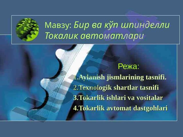 Бир ва кўп шпинделли Токалик автоматлари