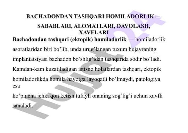 Bachadondan tashqari homiladorlik