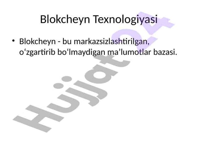 Blokcheyn Texnologiyasi