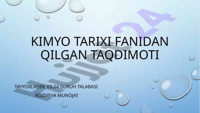 Organik va noorganik moddalarning tarixiy foydalanishi