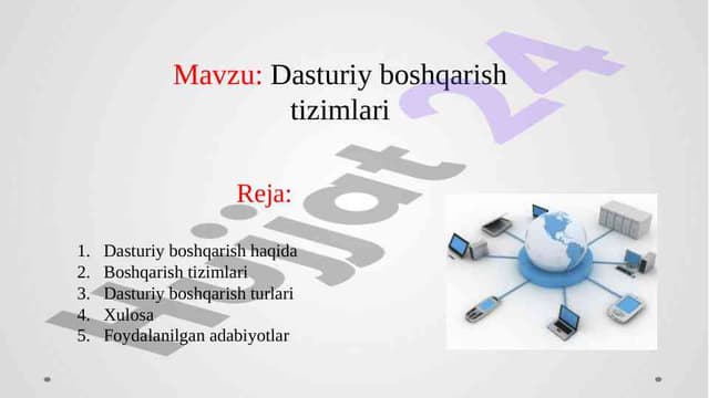 Dasturiy boshqarish tizimlari haqida tavsiflovchi reja