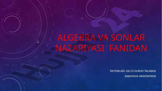 Taqqoslama tushunchasi va uning xossalari-aqidasi
