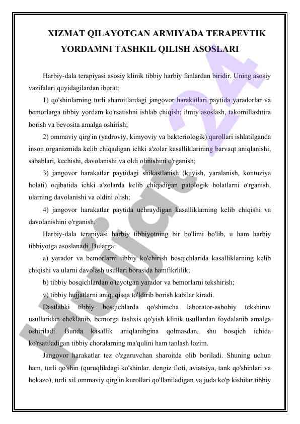Harbiy-dala terapiyasi asoslari