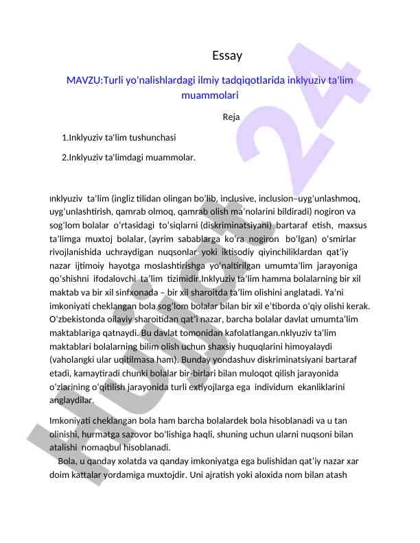 Inklyuziv Ta'lim Muammolari