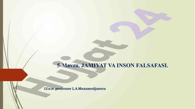 Jamiyat va inson falsafasi