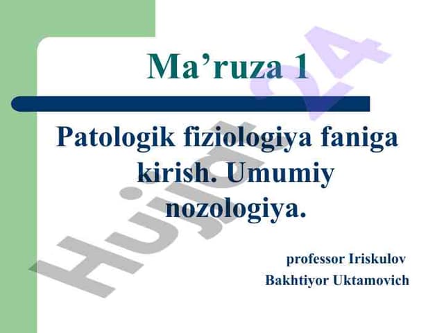Patofiziologiya faniga kirish