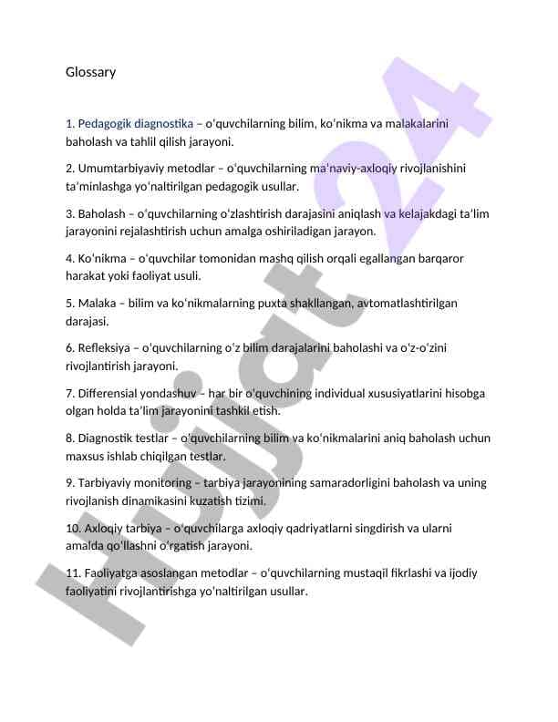 Pedagogik diagnostika va baholash
