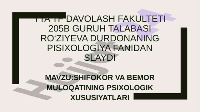 Psixologik Xususiyatlar