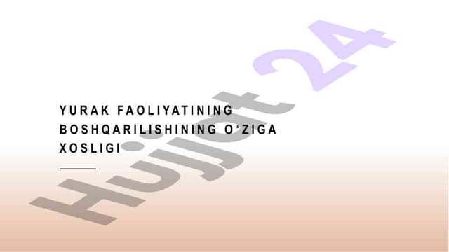 Yurak faoliyatining boshqarilishi